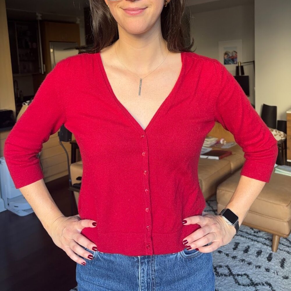 100% Cashmere Red Cardigan